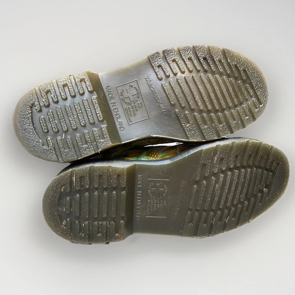 Vintage Dr Martens Yellow Croc Patent Combat Boots Made in England Size 3 UK - Picture 7 of 11